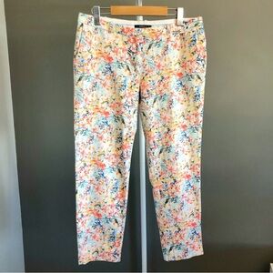 ESPRIT Floral Colorful Casual Medium Rise Multicolor Pencil Capri Trousers Pants